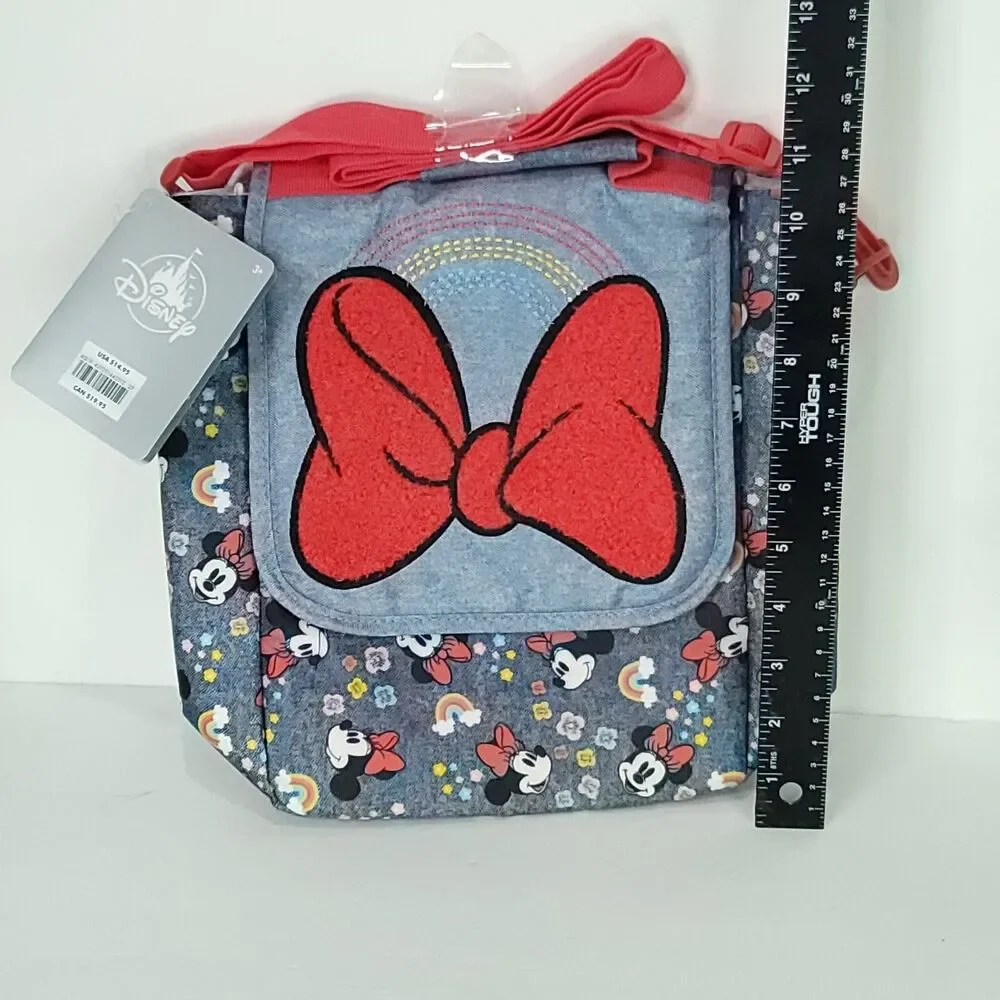 Disney Store Minnie Mouse Insulated Lunch Bag Cooler Blue Jeans Red Bow NEW Tags